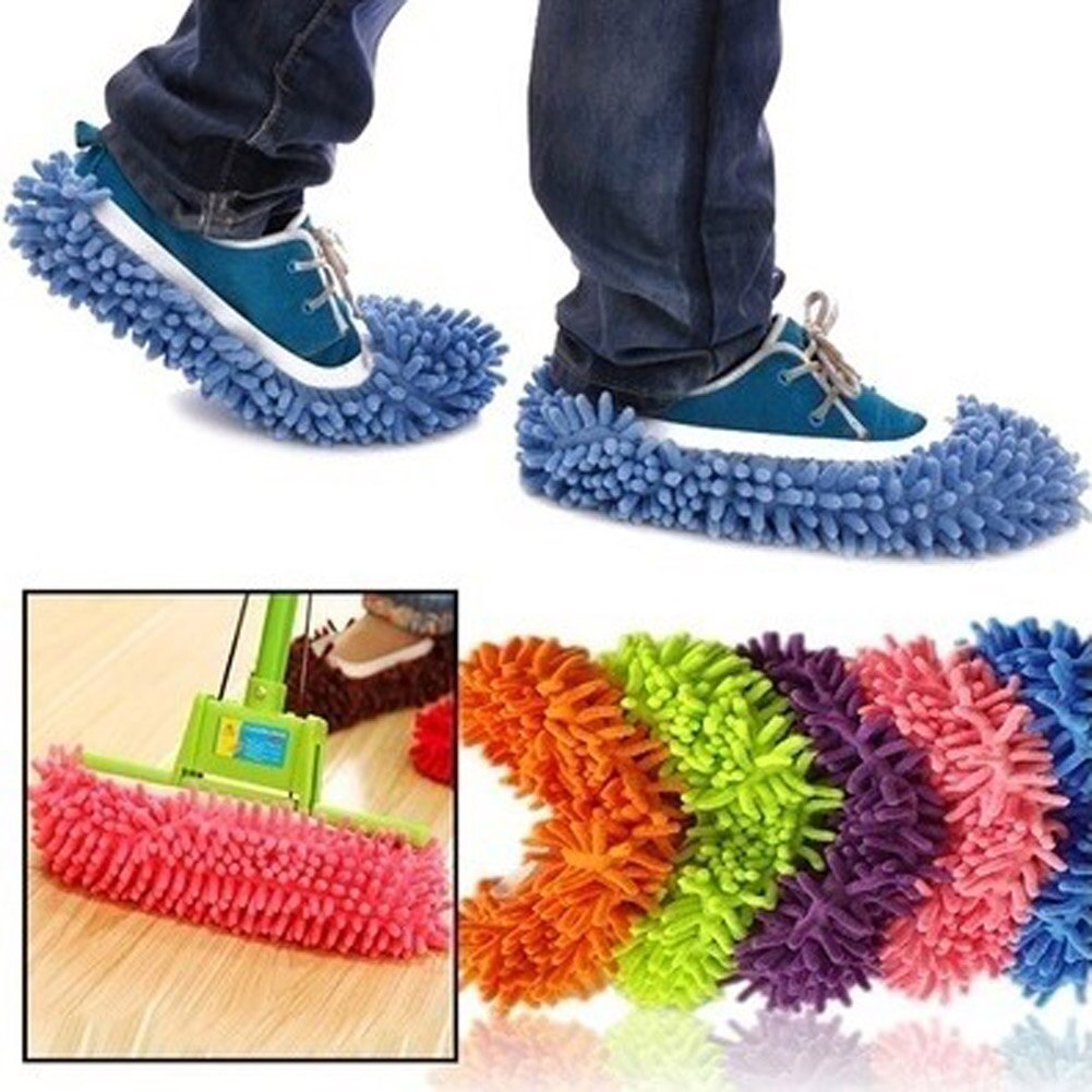 1pcs 5 Kleuren Dust Mop Slipper Huis Cleaner Lui Floor Afstoffen Cleaning Foot Schoen Stofkap Mop Slipper