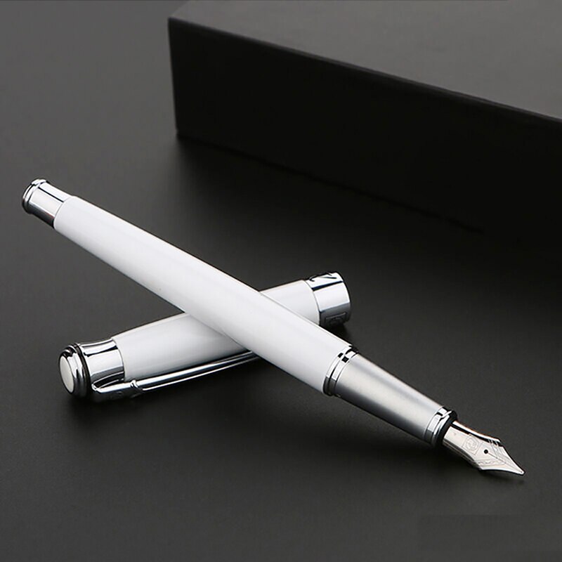 Picasso 903 Sweden Flower King Fountain Pen Iridium Fine Nib, Multi-Color Optional Office Business School Writing Pen: Pearl White