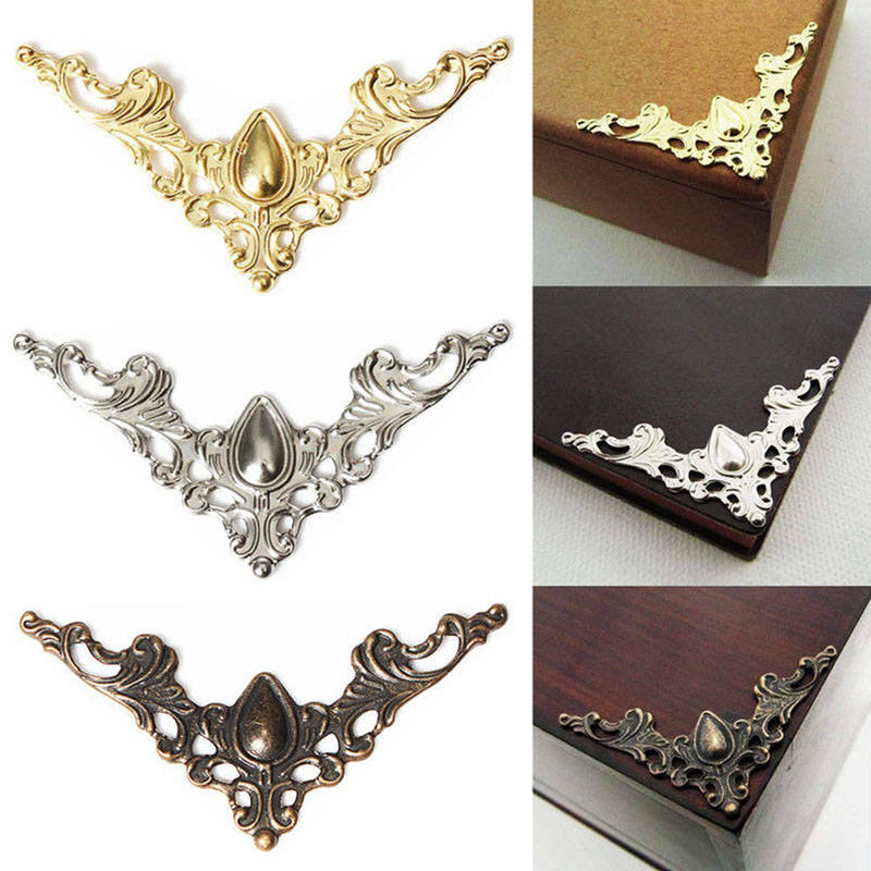 1pc Metal Scrapbooking Albums Folders Corner Protectors Jewelry Box Book Vintage Style 3 Colors
