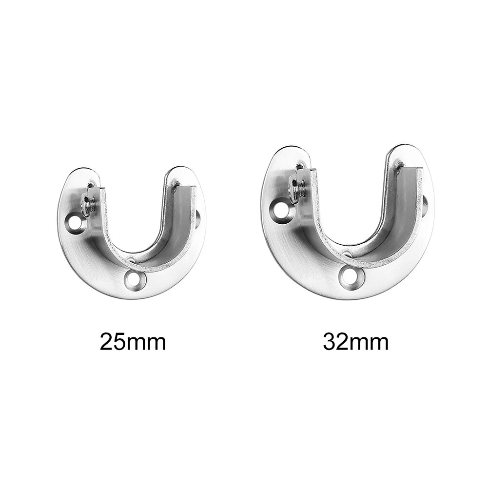 6pcs Pipe Bracket Hardware Support U Shaped Wardrobe Wall Mounted Quick Removal Fixing Stainless Steel Rod Flange Shower Curtain