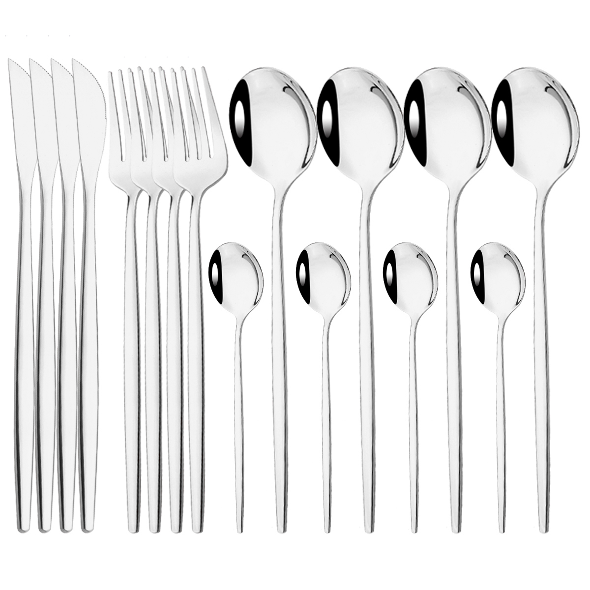 16 Stuks Roze Goud Servies Servies Set Spiegel Roestvrij Stalen Bestek Keukenmes Vork Lepel Restaurant Bruiloft Bestek Set: Black