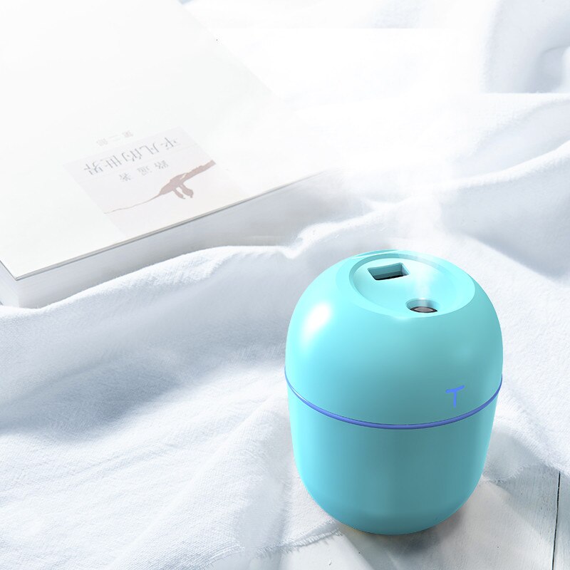 Ultrasonic Air Humidifier 220ML Aroma Essential Oil Diffuser for Home Car USB Fogger Mist Maker with LED Night Lamp: Blue