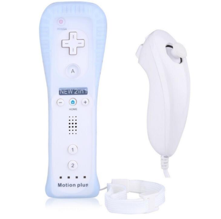 Black Built in Motion Plus Remote Nunchuck Controller + Case for Nintendo for Wii: White