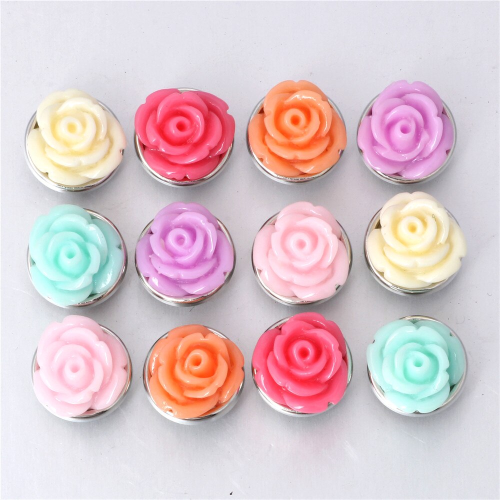 10pcs/lot Mixed Color 12MM Random Fish Scale Resin Snap Button For Women Fit 12mm Snap Bracelet Bangle Earrings Necklaces: 10