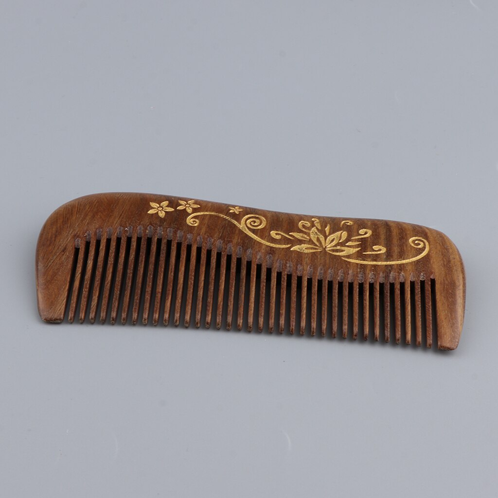 Handgemaakte Natuurlijke Groene Sandelhout Grove Haar Kam Anti-Statische Detangling Houten Haarborstel Bruin, 4.7Inch
