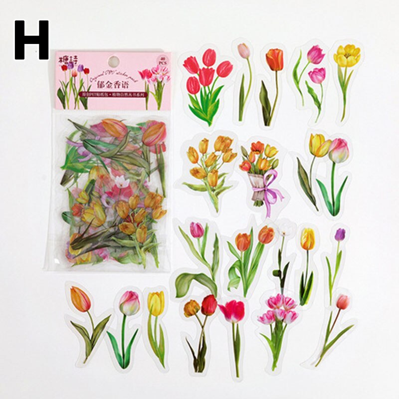 40 stk/pose plante naturlig blomst serie dekorativ dagbog klistermærke scrapbog planlægger dekorativt brevpapir klistermærke til håndkonto: 08