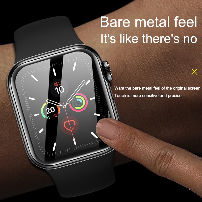 FWG pour Apple Watch protecteur d'écran 3D surface incurvée HD verre trempé série 3 2 1 38MM 42MM iWatch 4/5 6 SE 40MM 44MM plein f