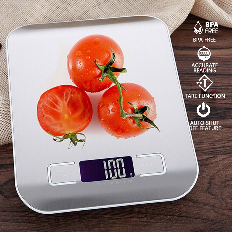 Digital Multi-Function Food Kitchen Scale 11lb/ 22lb 5kg/ 10kg Stainless Steel Platform LCD Display Grams Ounces Cooking Baking