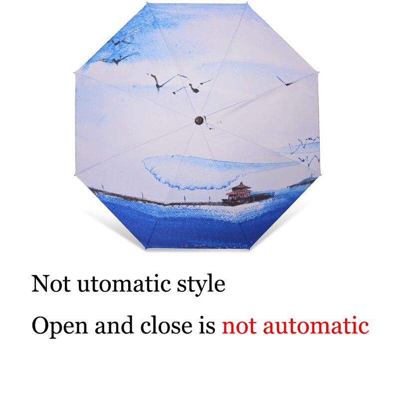 Paraguas pintura al óleo para mujer, sombrilla plegable automática para mujer, Parapluie para exteriores, estudiantes, guarda-chuva: Automatic B