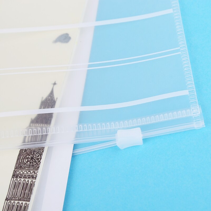 PVC A4 A5 Clear Transparent Plastic Waterproof Stationery Case Zipper Bag Pouch