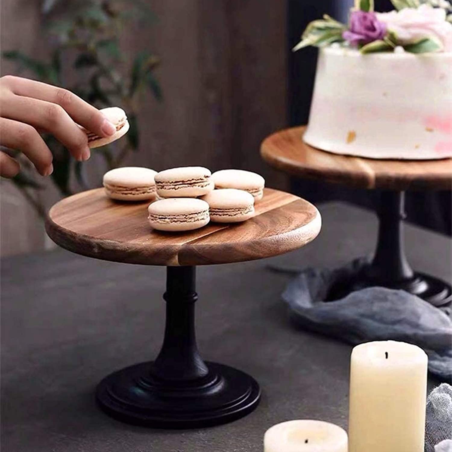 Wooden Cake Stand Dessert Pedestal Display Stand with Base Dessert Cupcake Pastry Candy Display Plate for Wedding Birthday Party
