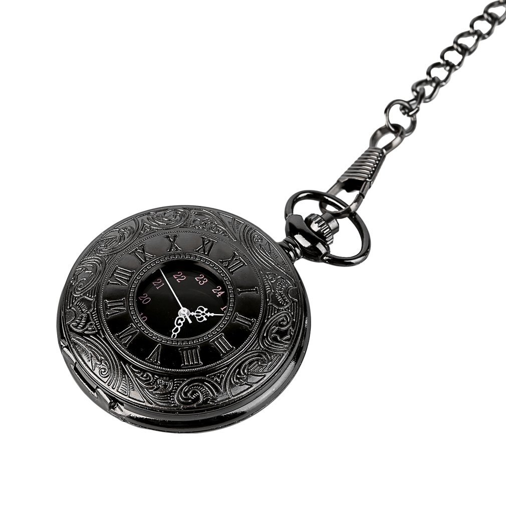 Quartz Steampunk Pocket Watch Vintage Roman Number Men Women Fob Watch With Sweater Necklace Chain