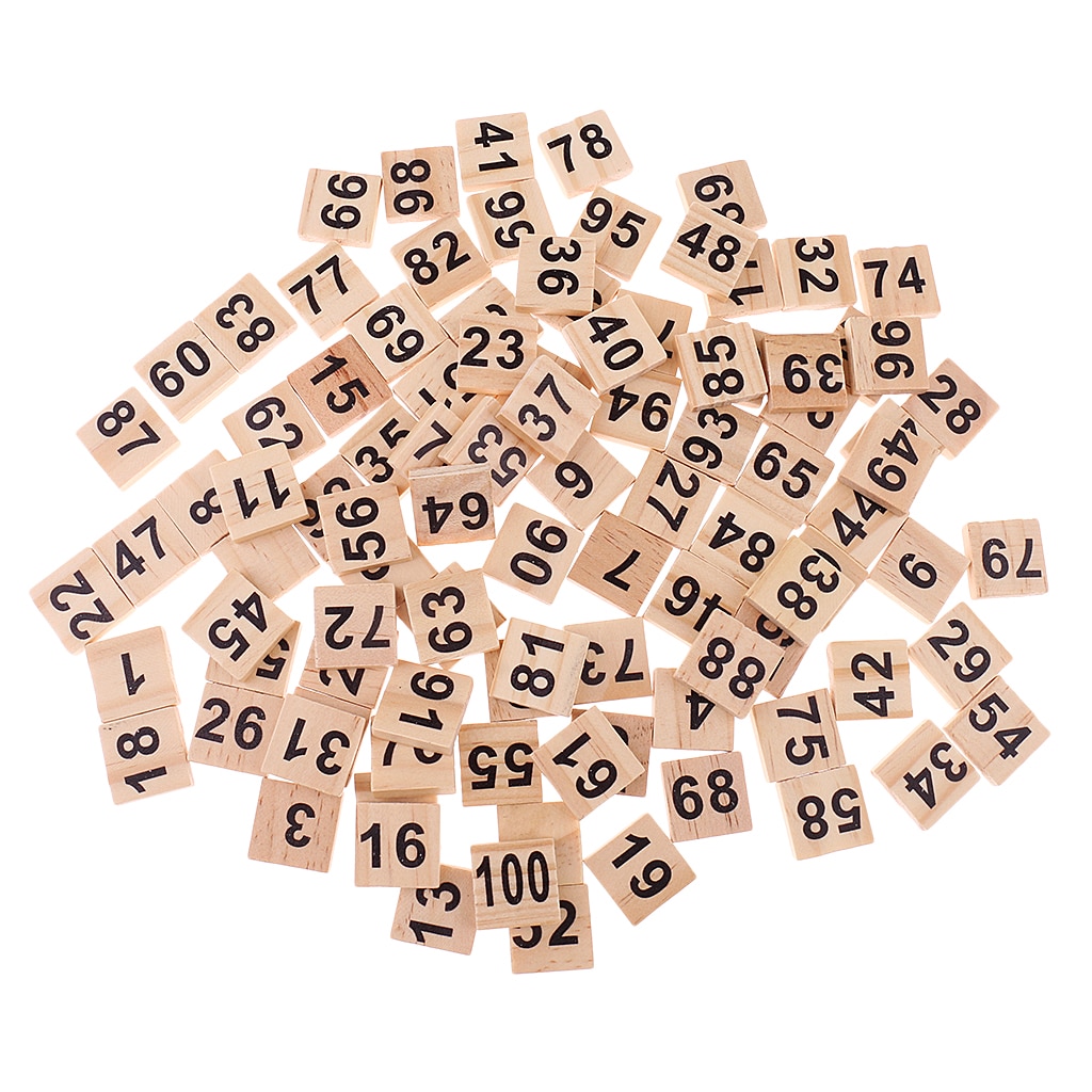 100 pieces eco-friendly Wooden Puzzle Numbers Tiles 1-100 Black Education Cube Blocks for Crafts