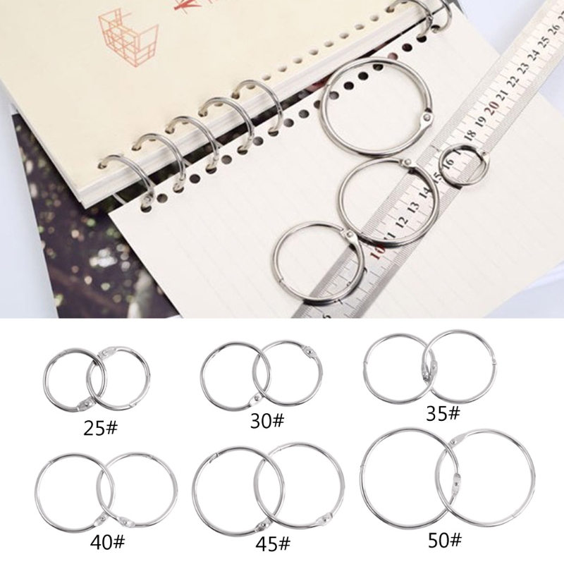 Anillo de Metal para encuadernación de hojas sueltas, aro multifuncional para encuadernación de libros, llavero circular, suministros de oficina, 10 Uds.