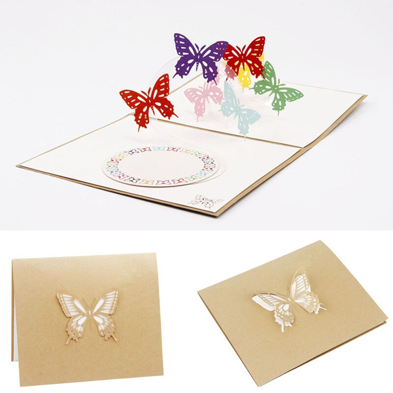 3d pop up lykønskningskort sommerfugl tillykke med fødselsdagen valentinsdag jul -y102
