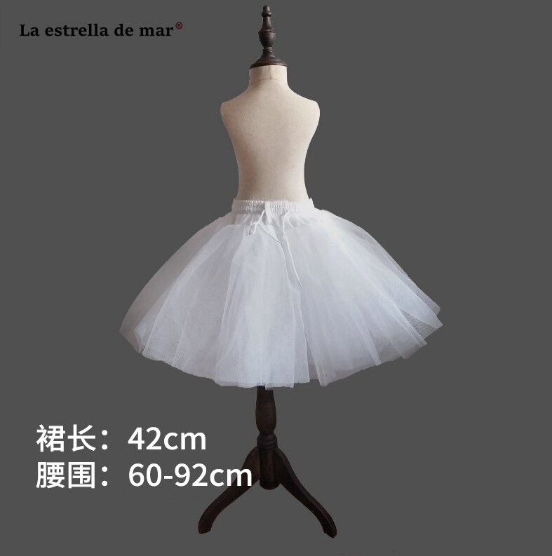 La estrella de mar novo 42 cm branco fofo crianças tule petticoat estoque jupon tule barato vestido de baile petticoat quente enagua