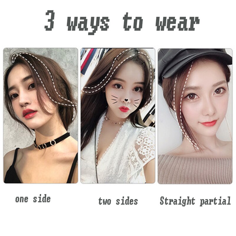 synthetic Bangs clip on Front Hair Side Fringe Hair Synthetic Hair Bangs Hairpiece Long Bangs Extensions for Women 25-35cm