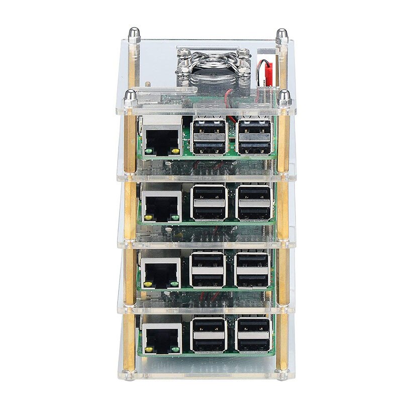 Raspberry Pi 4 Modell B Cluster Fall, raspberry Pi 4 Fall mit Lüfter Kit für Raspberry Pi 4 Modell B (4-Schichten)