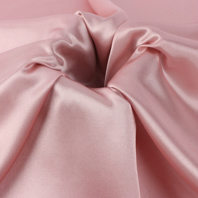 Zachte Effen Kleur Roze Polyester Satijnen Stof Voor Dress Shirts, Door De Meter, 150Cm Breedte