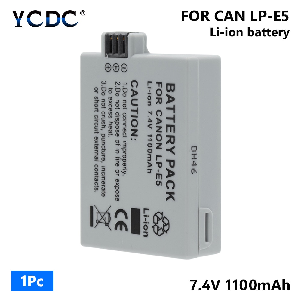 1/2 Pcs 7.4V 1100mAh Li-ion Lithium Battery For Canon EOS 450D Digital Kiss X2 Rebel XSi 500D Digital Kiss X3 Rebel T1i 1000D