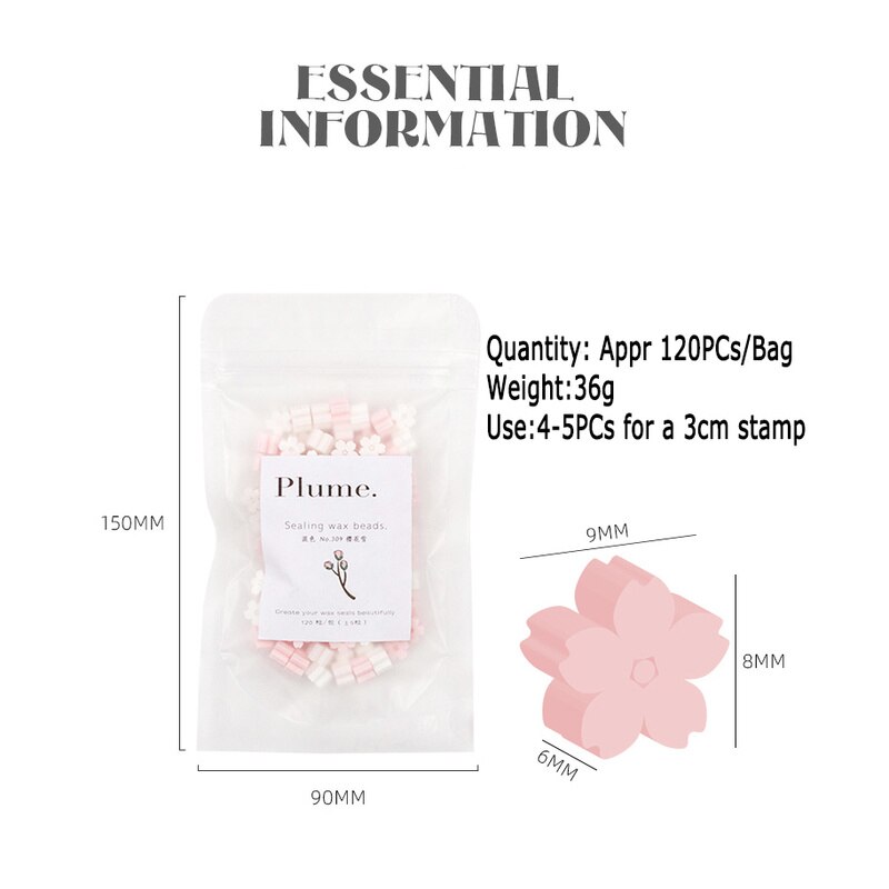 Ins sakura cherry blossom voks segl til forsegling af perler til konvolut bryllup krukke emballage journal postkort frimærke 120 stk.