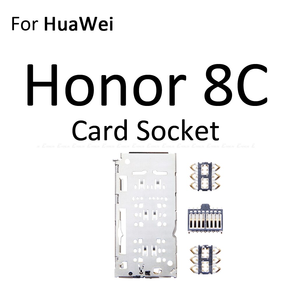 Sim Card Socket Slot Tray Reader Holder Connector Micro SD Adapter Container For HuaWei Honor 8C 8X 8A Pro Replacement Parts