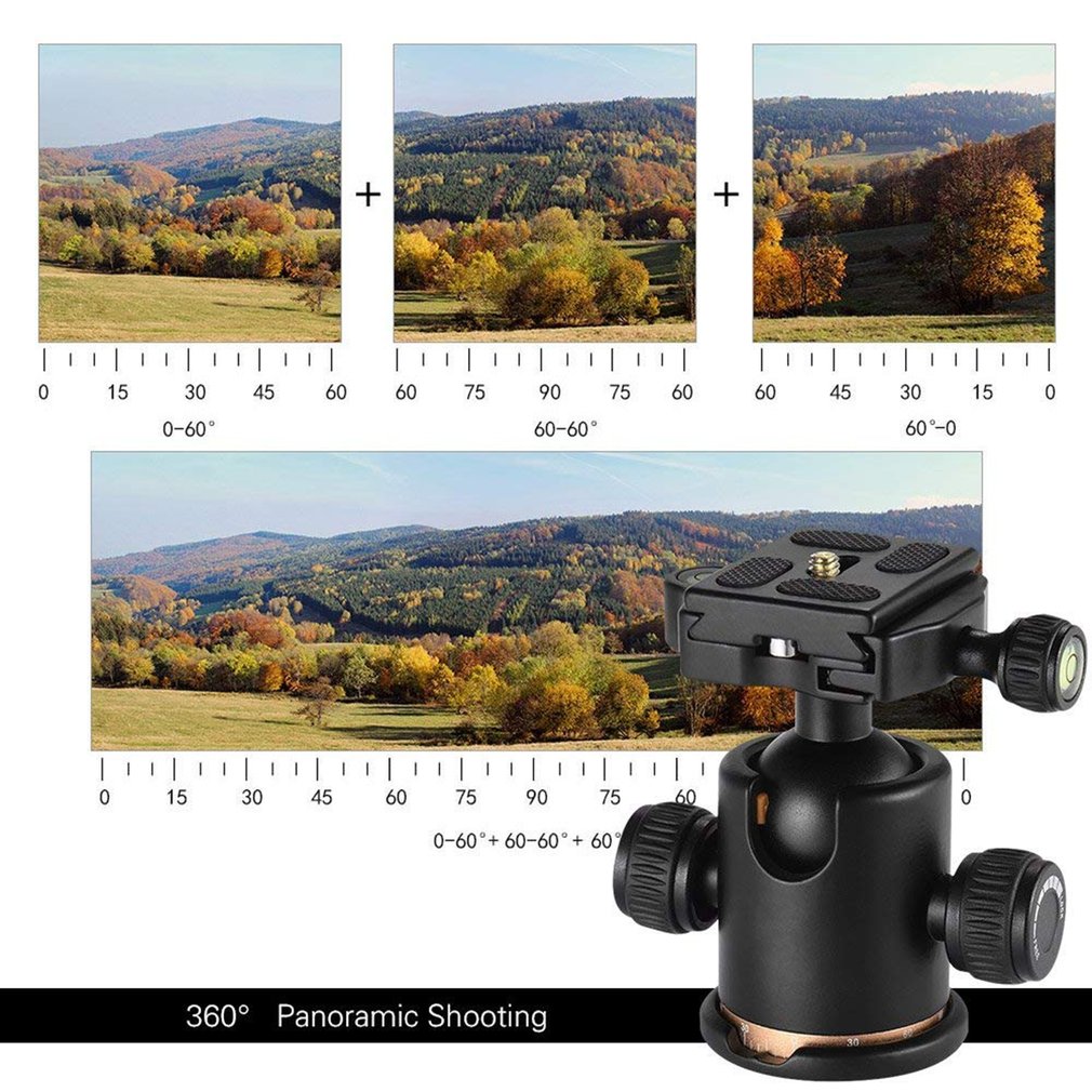 Vd -02 stativ kuglehoved 360 grader roterende panoramisk kuglehoved til monopod stativ dslr kamera aluminiumslegering