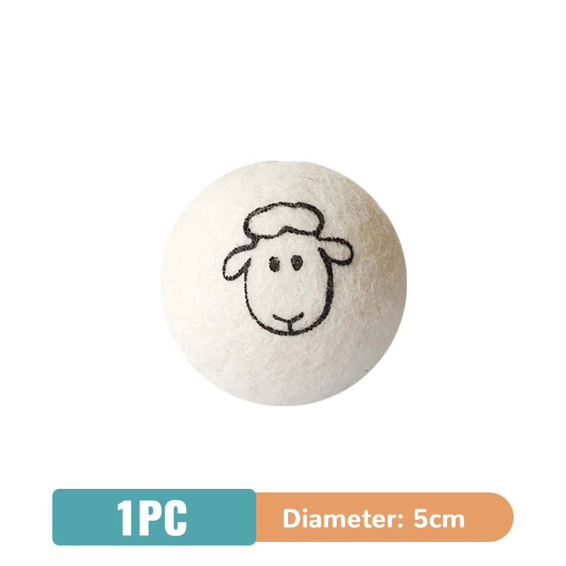 Boule de séchage en laine Anti-enroulement statique, boule de lessive domestique, boule de feutre de séchage de laine, boule de séchage surdimensionnée, motif Animal: Gris foncé