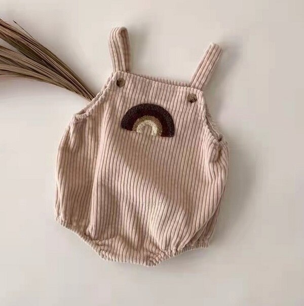 Milancel bebê bodysuits veludo meninas roupas arco-íris impressão da criança meninas uma peça meninos macacão: beige / 6-9M