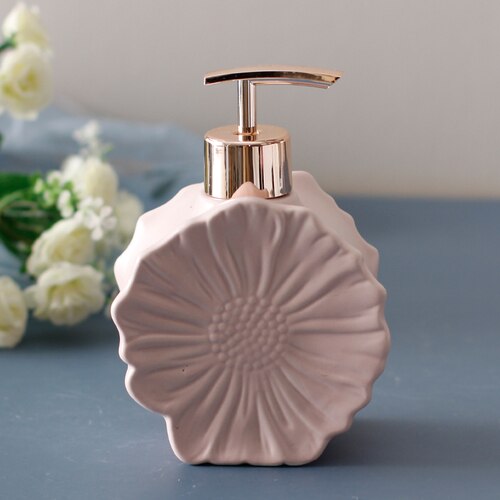 NEWYEARNEW Flower Ceramic Liquid Soap Dispensers Emulsion Bottles Latex Bathroom Accessories Set Wedding: b