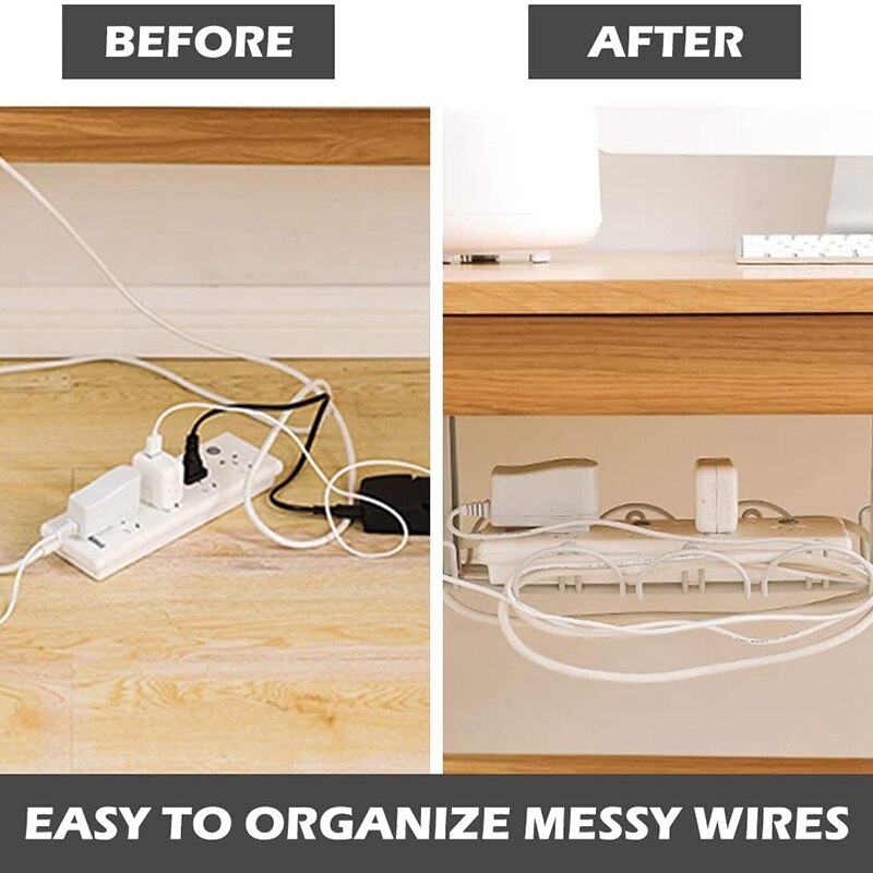 Desk Cable Management 2 Pack Cable Management Tray Wire Cable Tray Organizer For Office &amp; Home, White