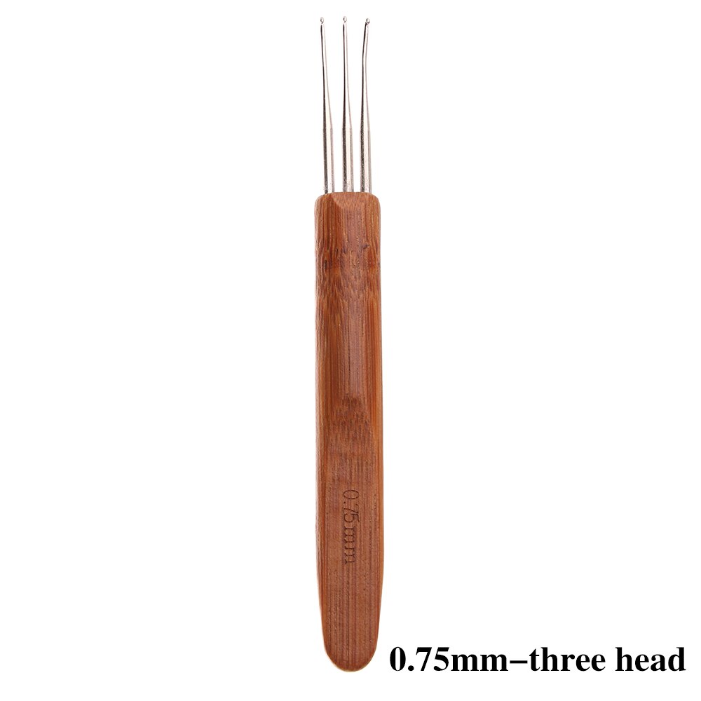 Agujas de ganchillo de Triple cabeza para rastas, 1 Uds., con mango de bambú, Micro gancho para rastas, herramientas para hacer Cabello, ganchos de tejido: 06