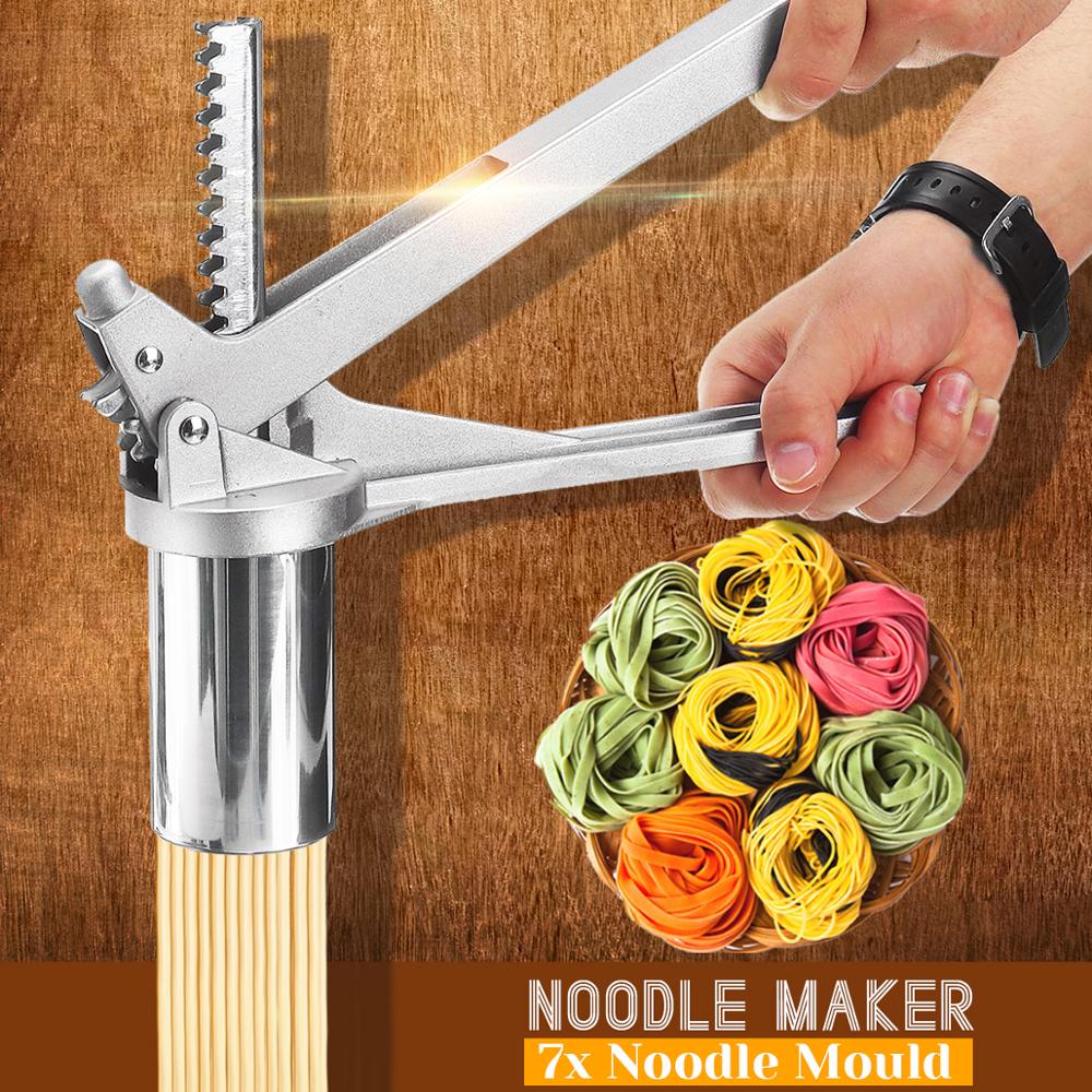 7 Mold Stainless Steel Fresh Pasta Manual Noodle Maker Press Kitchen