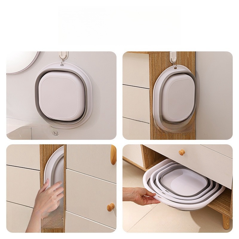 Folding Washbasin Silicone Portable Basin Foldable Bucket Camping Sink Bath Goods Dorm Room Essential Collapsible Laundry Bowl