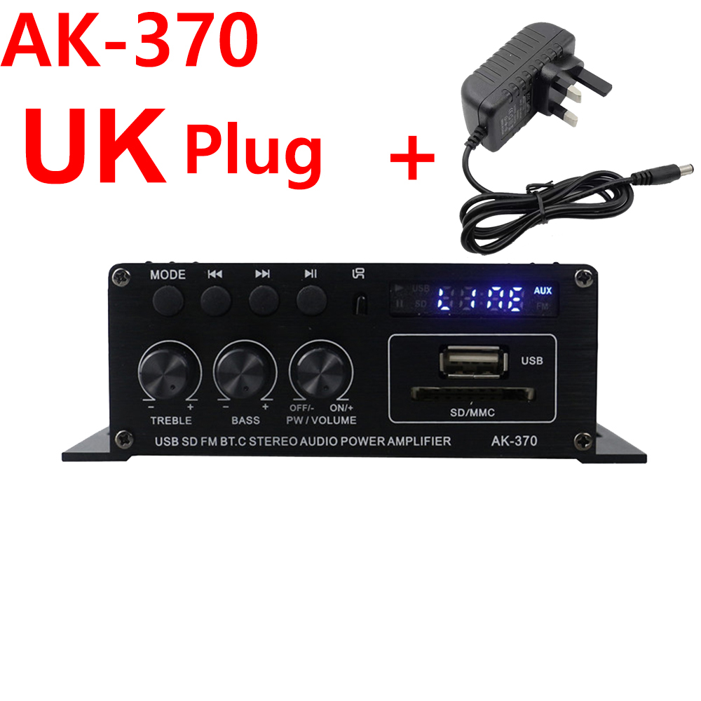 AK370 Bluetooth Verstärker Klang Ampere HIFI 2,0 Kanal Bass und HöHenne Einstellung für RCA SD USB Blitz Antrieb USB Audio- Eingang DC12V: Lila