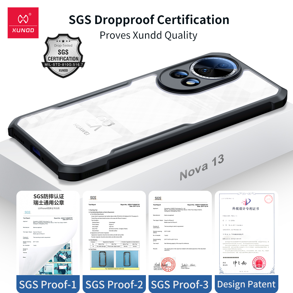 Xundd For Huawei Nova 13 12 13 Pro Case,Airbag Shockproof Shell,Acrylic+TPU Back Clear Camera Protection Phone Cover