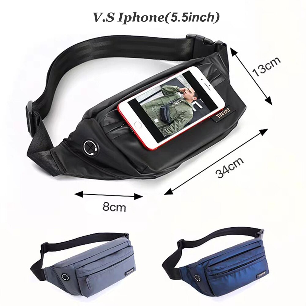 Herr Midjeväska Bälte Väska Fanny Pack Crossbody Bröstväska Resa Löpning Väska