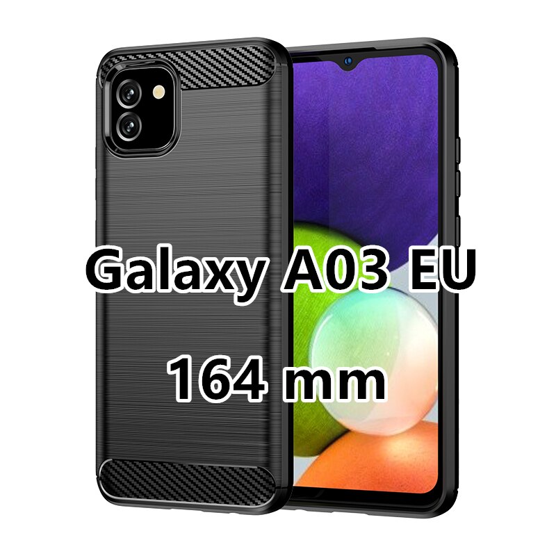 Voor Samsung Galaxy A03 Case Carbon Fiber Schokbestendig Siliconen Bumper Case Voor Samsung Galaxy A03 Cover Voor Samsung Galaxy A03: A03 EU-Black