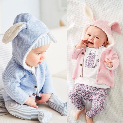 Nyfødte barn baby piger dreng strikkede trøjer cardigans frakke overtøj tøj