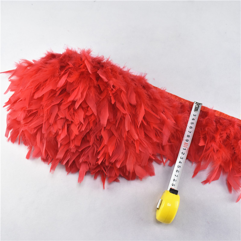 10Meter Mintgroen Mooie Turkije Veren Lint Fringe 4-6Inch Marabou Veren Trimmen Rok Jurk Versieringen party: Red