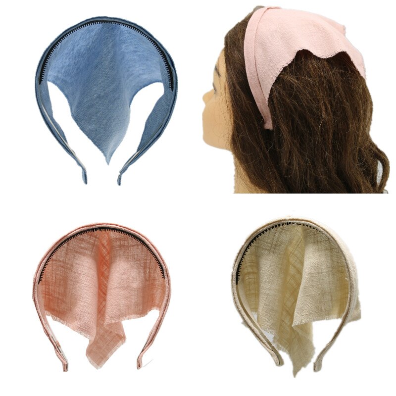 Bandana de tela vaquera para niña, Bandana de lino, accesorios para el cabello, novedad de primavera y verano
