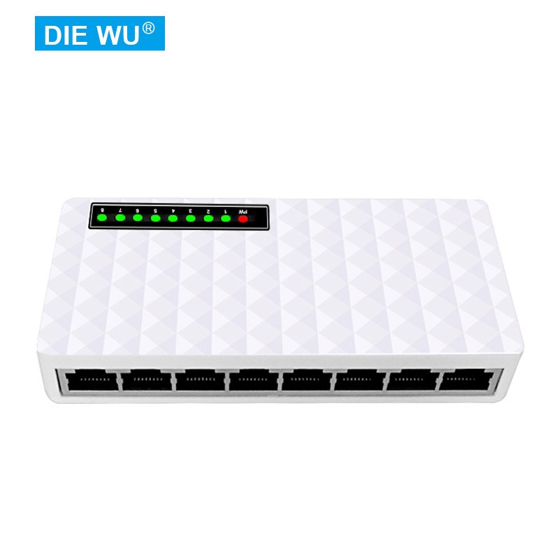 TEX113 8 Port Unmanaged 10/100M Fast Ethernet Switch,Desktop Ethernet Splitter,Ethernet Hub, verkeer Optimalisatie, Compact: White