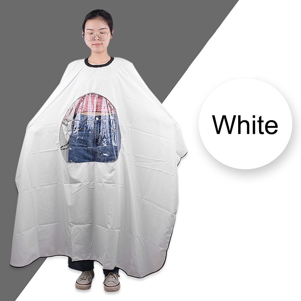 Hairdressing Cape Hair Salon Haircut Gown Cape with Visible Window Hair Dressing Wrap Apron Barber Shop Supplies: White