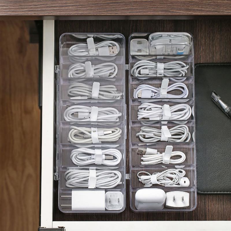 Dustproof storage box hub sorting box desktop data cable storage box mobile phone charging cable power cord buckle