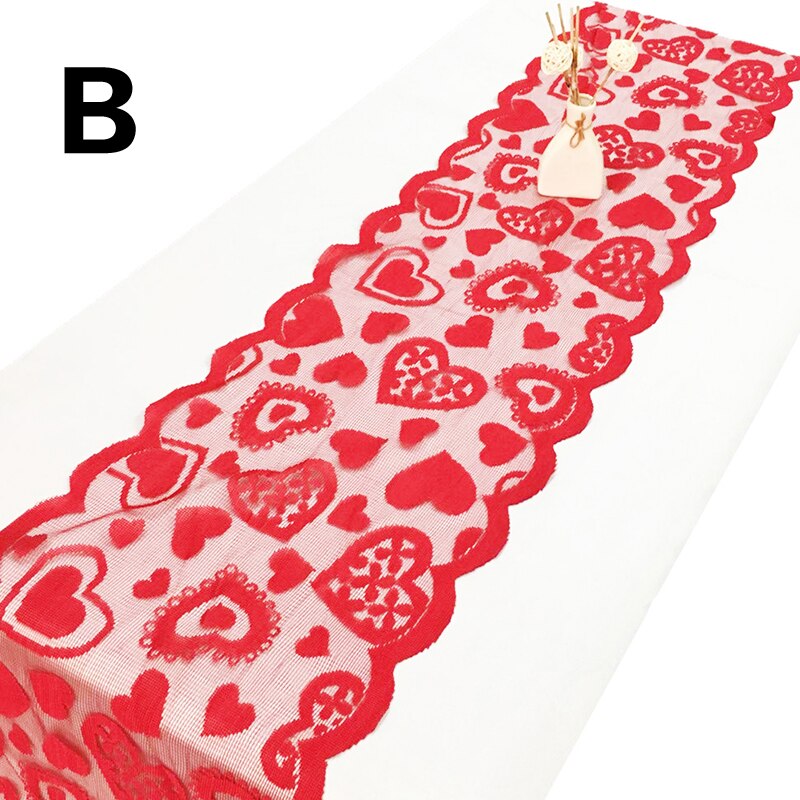 Valentine's Day Red Lace Fabric Table Cloth For Wedding Party Decoration Modern Table Runner Tablecloth: B