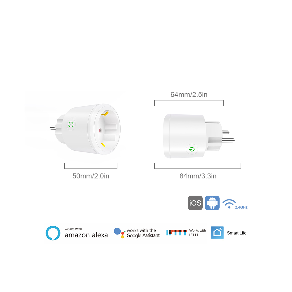 Smart Plug - WiFi Voice Control - EU/US/UK Plug Options - 2200W - Timing Socket