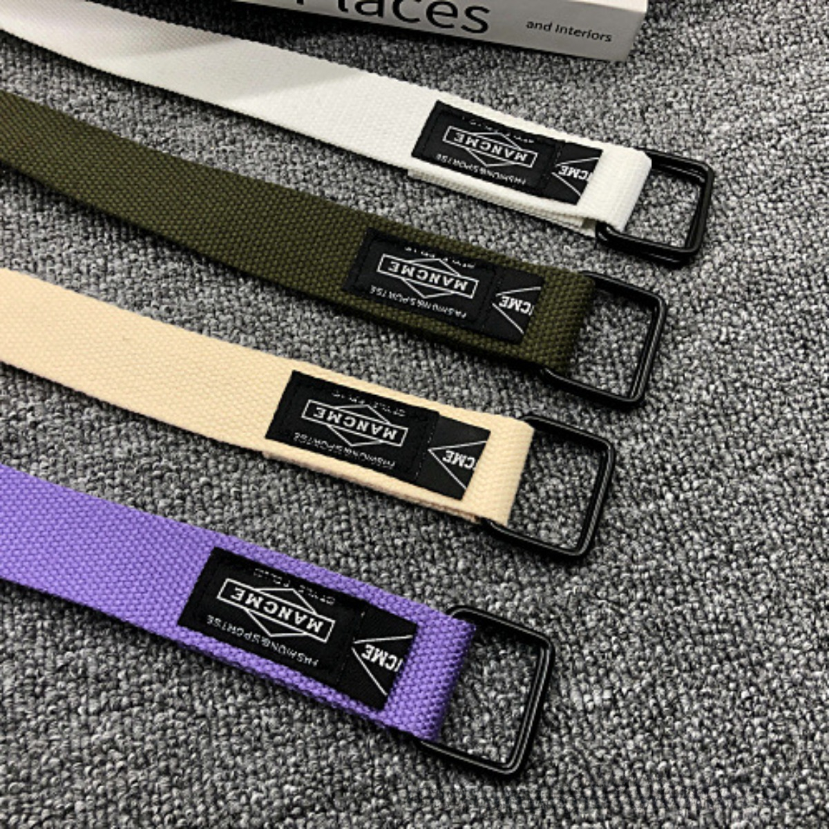 Cinturón de lona tejido con doble hebilla a la de 120cm para mujeres y hombres, accesorios para cinturones deportivos