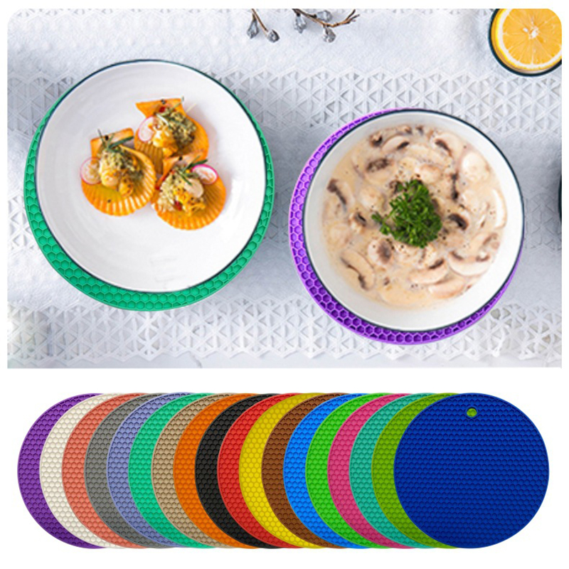 18 cm Ronde Siliconen Mat Coaster Food Grade Materiaal Placemat antislip Tafelmat Keuken Accessoires Gadgets Ronde Cup mat