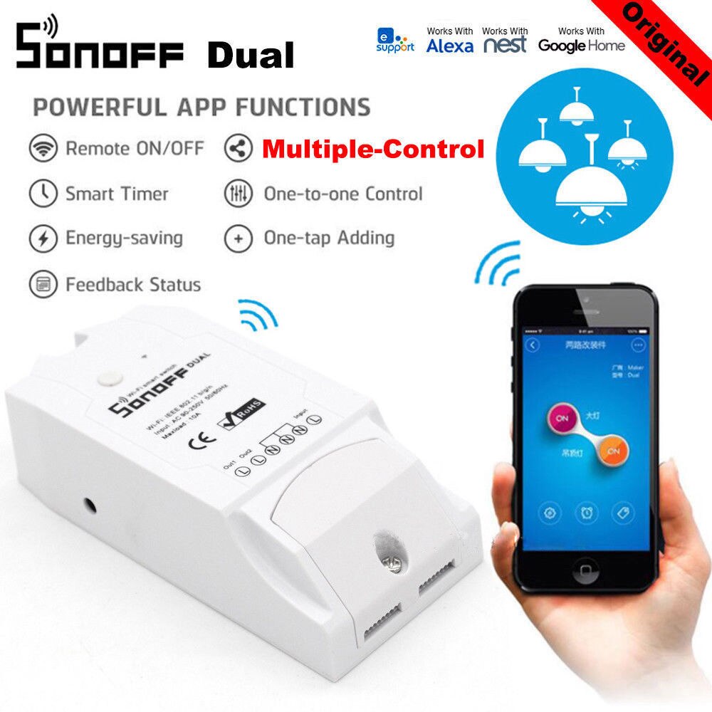 SONOFF TH10 / TH16 RF Basic Pow Dual, Wifi inteligente interruptor inteligente WiFi en casa módulo inalámbrico automatización, trabajar con Alexa Google