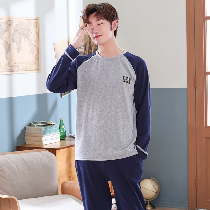 Pijama de manga larga para hombre, ropa interior de punto para mantener el calor, ropa para dormir, Otoño e Invierno